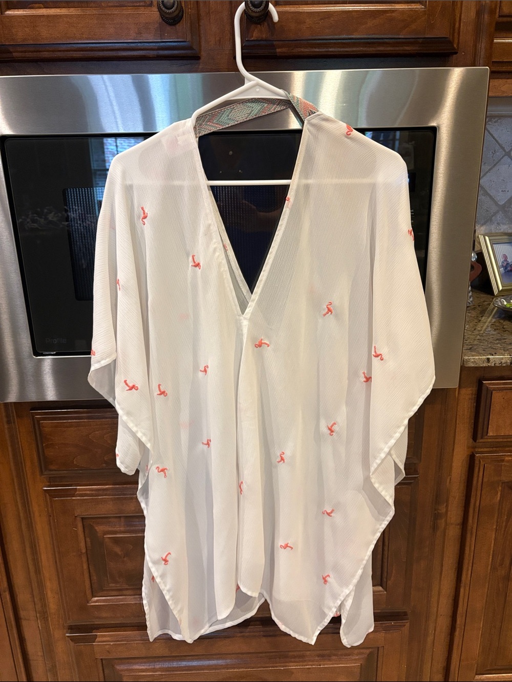 Xhilaration White Swim Coverup with Pink Flamingo Accents